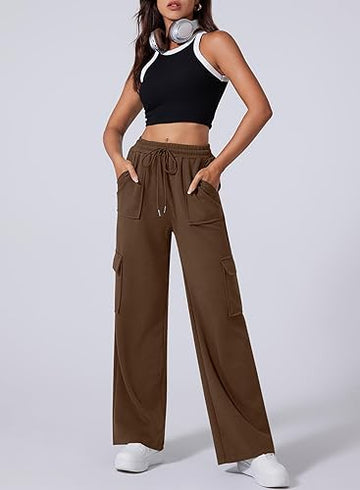 Women's Cargo High Waisted Wide Leg Athletic Trouser
