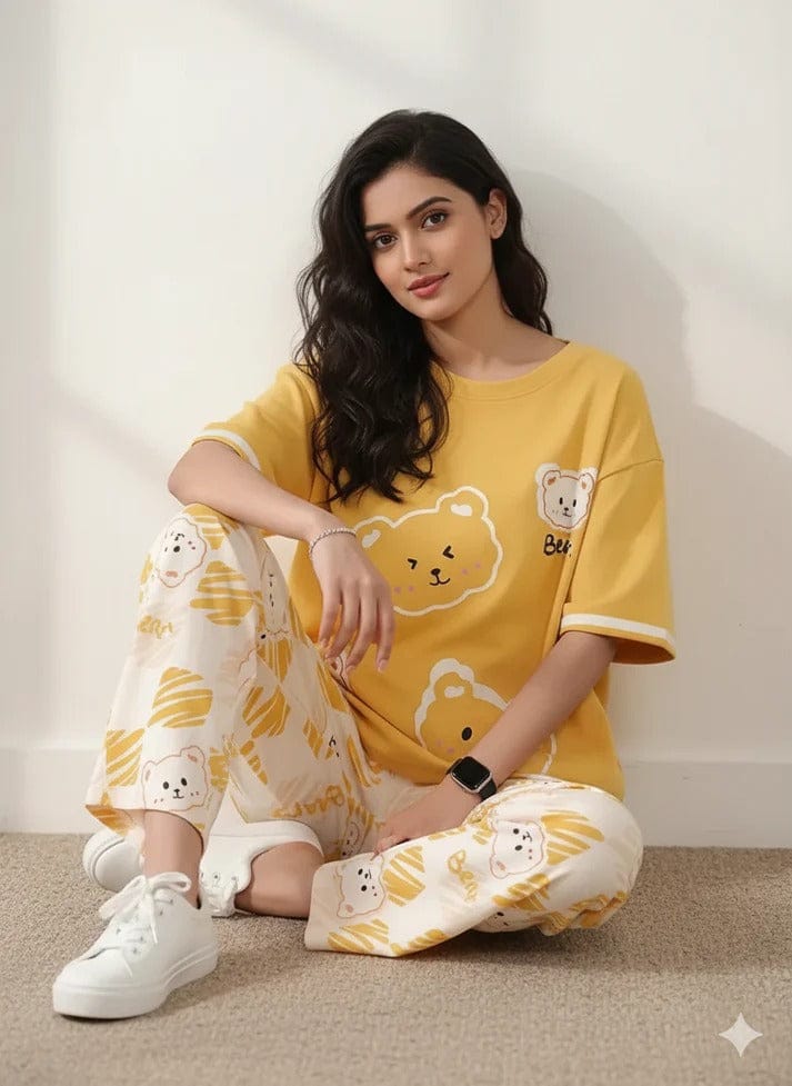 Yellow Bear Printed PJs SET