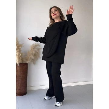 Carryall Winter Fleece Co Ords Set SweatShirt + Trouser + Bag