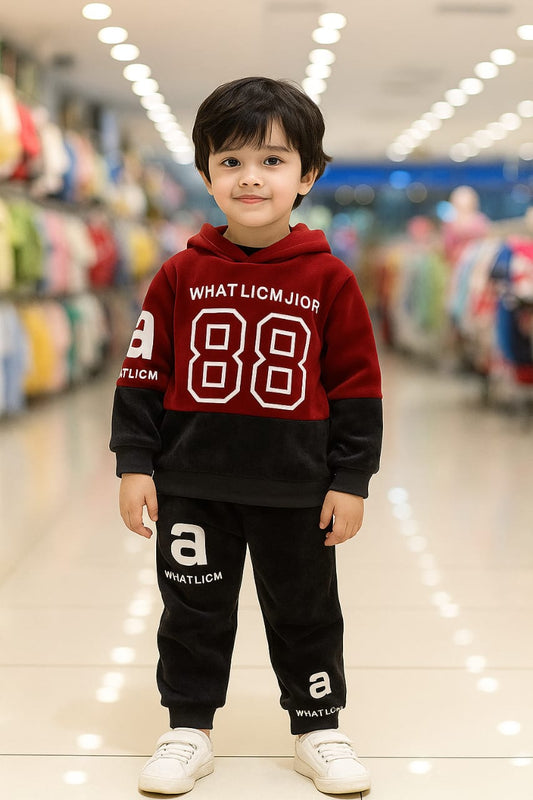 Fashion Hoodie Style Printed Kids Winter Suit Red 88