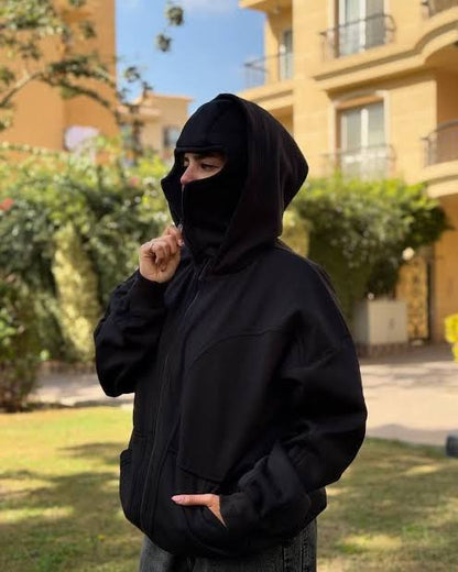Couple Full Zipper Ninja Hoodie – Streetwear Masked Pullover