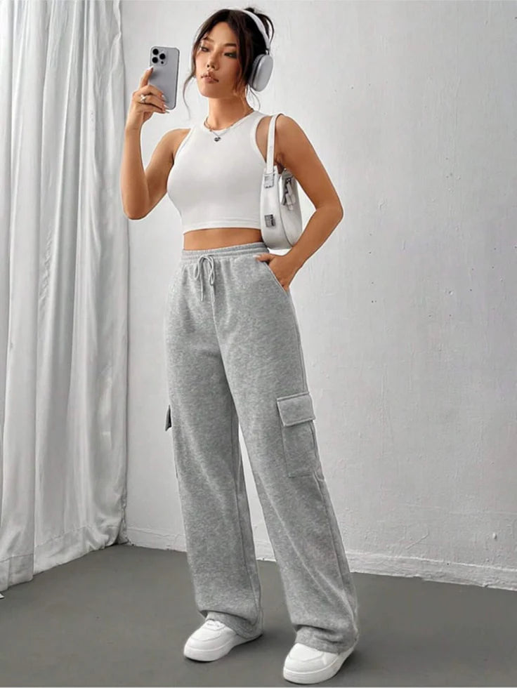 Gray Unisex Pocket Cargo Trouser