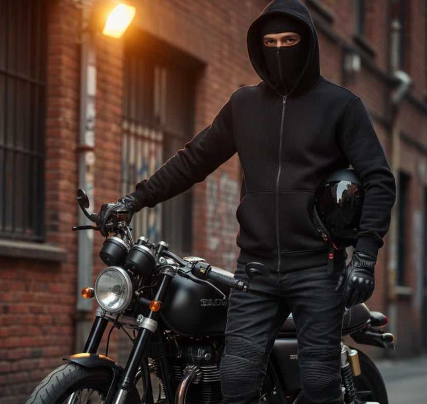 Grey Balaclava Ninja Zipper Hoodie Jacket