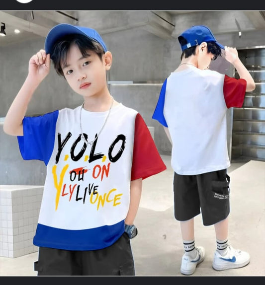 Kids Style Print T-Shirt & Shorts Set Yelo On ...