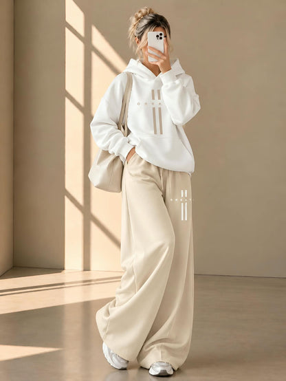 Women’s Hoodie & Wide-Leg Pants Co-Ord Set – Beige