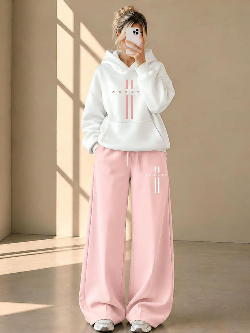 Women’s Hoodie & Wide-Leg Pants Co-Ord Set – Pink
