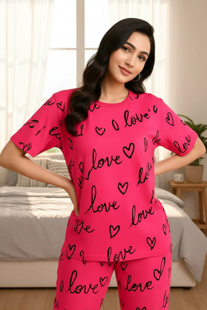 Atishi Pink Love Heart PJs Set