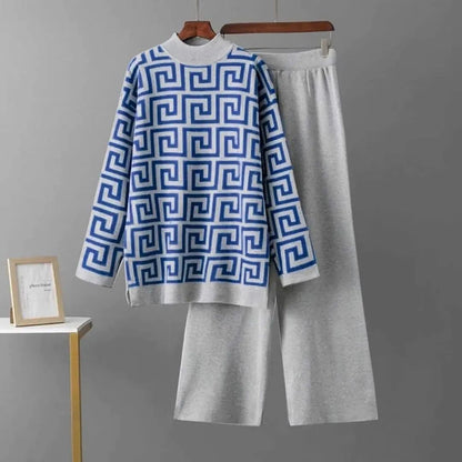 Blue Geometric Winter Track Suit