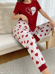 Red Heart Printed Night Suit