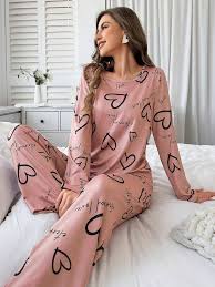Cute Love Heart Printed Night Suit