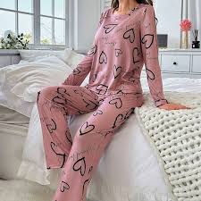 Cute Love Heart Printed Night Suit