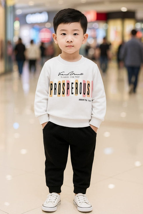 Fashion  Style Printed Kids Winter Suit White Suit