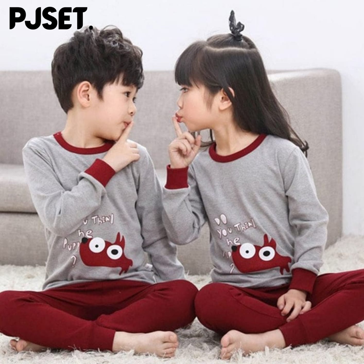 Cartoon Full Sleeve Kids Suit (Each ) Gray Maroon Cantraz