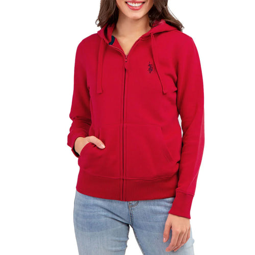 US polo asn zipper Red hoodies for women
