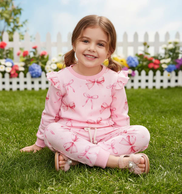 Pink Ribbon Printed Kids Winter Suit ( Each )