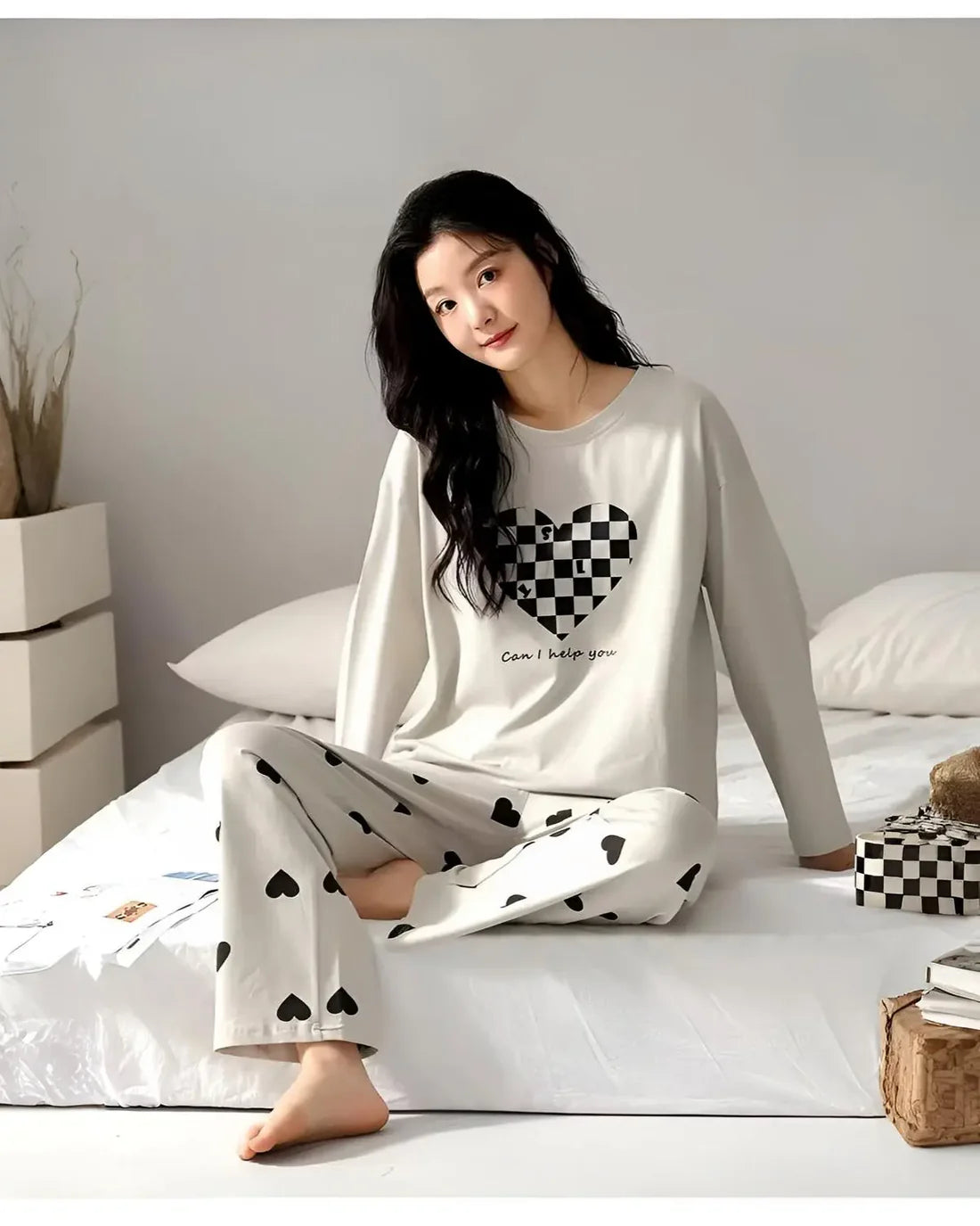 Soft Green Bunny Print Lounge Nightwear Set