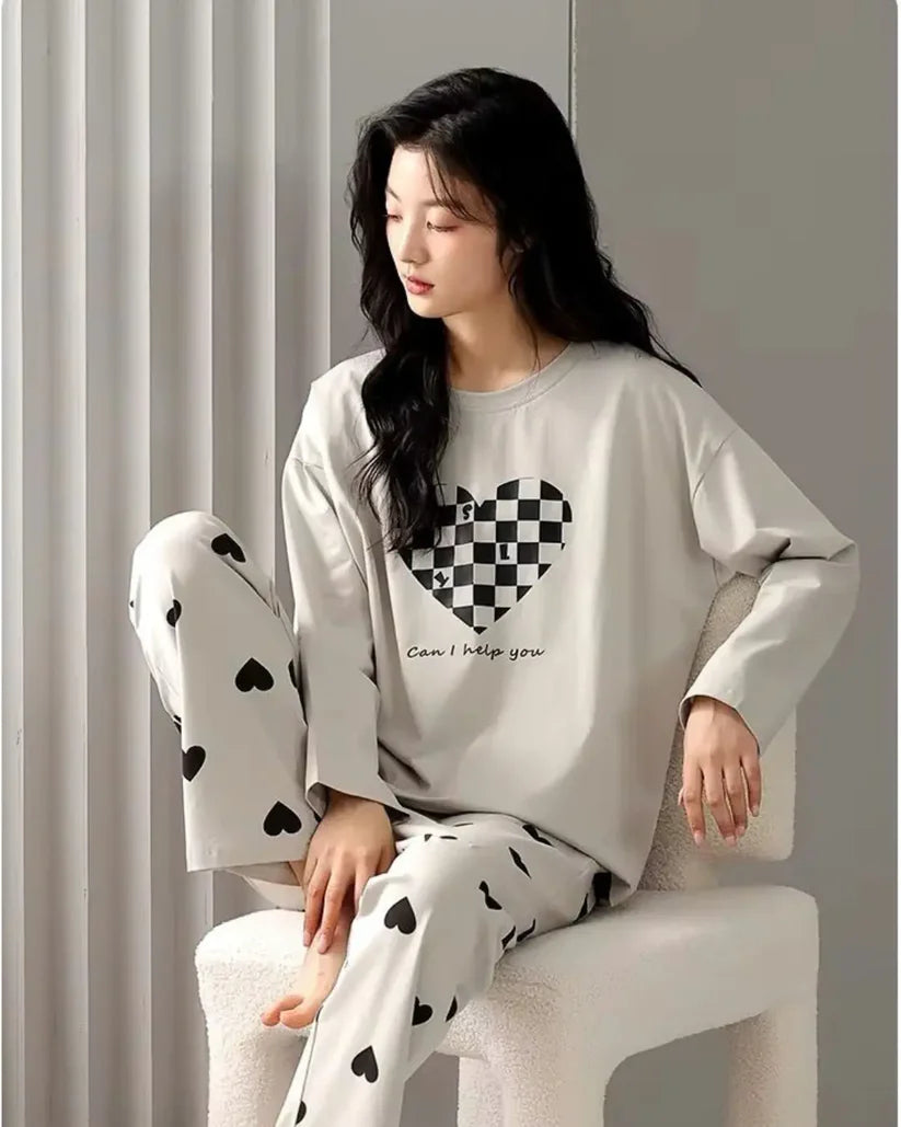 Soft Green Bunny Print Lounge Nightwear Set